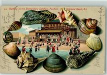 New Jersey 1908 Prägedruck Highland Beach Sea Bright Bathing in the Shrewsbury Sandless Pavillon Muscheln Lithographie Passepartout