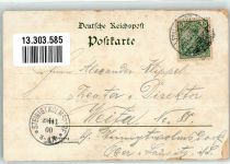 01896 O8514 Pulsnitz 1900 Gebrauchsspuren Denkmal Rietschel Marktplatz Schloss- Gartenparie Lithographie