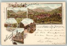 68550 Saint-Amarin 1898 Lithographie Bahnhof-Hotel Kirche Tunnel Bussang
