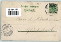 21635 W2155 Jork , Niederelbe 1898 Gebrauchsspuren Fährhaus Lühe A. Steinhoff Garten mit Pavillon Elbe Seerosen Schilf Kirschenland Lithographie
