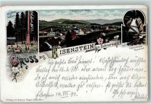 Zelezná Ruda Markt Eisenstein 1897 Lithographie Große Tanne bei Deffernik Klammerloch-Wasserfall