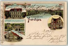 04685 O7246 Nerchau 1905 Lithographie Kaiserl. Postamt Beamtenschule Wiesenbad Stadthaus