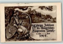 W7850 Lörrach Offiz. Festkarte 1914 AK Sängerfest 1914 Gebrauchsspuren