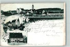 88326 W7960 Aulendorf , Württ 1899 Gebrauchsspuren Vorläufer Druck 1890-1895 , Lithographie Schloss Haushaltungsschule