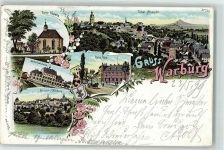 34414 W3530 Warburg , Westf 1899 Lithographie Burg-Kapelle Kaiserl. Post Schulgebäude