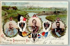 Myslowitz Myslowice 1902 Lithographie Wappen Dreikaiserreichs Ecke - Kaiser Wilhelm II