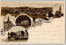 07907 O6550 Schleiz Lithographie Bergkirche Eremitage Rathaus Villa Luginsland Heinrichsruh