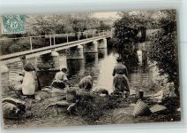 89440 Angely - La passerelle Wäscherin Wäsche wachen Waschplatz Zuber