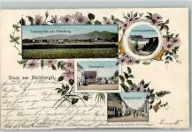 91613 W8801 Marktbergel 1904 - Petersberg Eisenbahnbrücke Marktplatz Hauptstraße