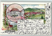 72202 W7270 Nagold 1897 Lithographie Gasthof Zur Post Hirsch