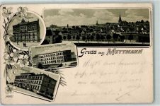 40822 W4020 Mettmann Lithographie Postamt Altes Seminar Töchterheim Seminar