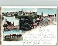 93333 W8425 Neustadt a.d.Donau 1898 Lithographie Schule Rathaus Bahnhofstraße Altersheim Römerbad Gögging