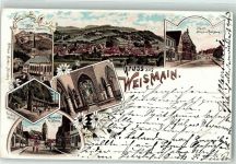 96260 W8628 Weismain 1896 Lithographie Kleinziegenfelder Kapelle Hauptstaße m. Rathaus Lindenkeller Marktplatz m. Kirche Inneres d. neuen Stadtkirche