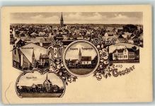 48712 W4423 Gescher Lithographie Krankenhaus Haus-Hall Hauptstraße Kapelle in Tungerloh