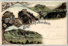 87459 W8962 Pfronten Lithographie Burg Hotel Ruine Falkenstein Gruss Kirche Blumen