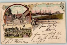 17126 O2032 Jarmen 1899 Lithographie Langestraße Hafen Wilhelmsplatz