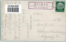 17419 O2251 Zirchow - Dorfstraße mit Kirche Landpost