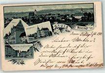 07806 O6710 Neustadt an der Orla 1900 Lithographie Marktplatz Kriegerdenkmal Rathaus Bahnhofstraße