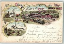 36381 W6490 Elm , Kr Schlüchtern 1897 Lithographie Schloß Ramholz Bahnhof Burg Brandenstein Bahnpost Fulda-Frankfurt