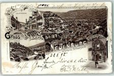 75305 W7540 Neuenbürg , Württ Gebrauchsspuren Hauptstraße Vorstadt Schlosstor Lithographie