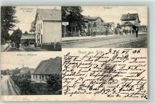 21435 W2093 Stelle , Kr Harburg 1906 Gebrauchsspuren Bahnhof Kirche u. Pfarrhaus