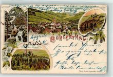 77830 W7582 Bühlertal 1896 Lithographie Gertelbach-Wasserfälle Ruine Windeck Sonnthalde Pavillon Bahnpost Frankfurt-Basel