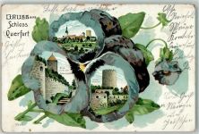 06268 O4240 Querfurt 1905 Lithographie Schloß Querfurt Dicker Heinrich Schloßgraben