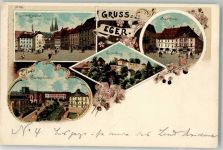 Cheb Eger Lithographie Marktplatz Stadthaus Theaterplatz Kaiserburg