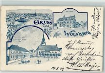 85283 W8069 Wolnzach 1899 Lithographie Rathaus Gasthaus zur Post