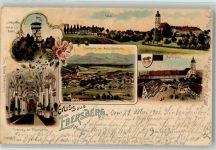 85560 W8017 Ebersberg , Oberbay 1901 Lithographie Ebersberg Ludwigshöhe Marktplatz Pfarrkirche Innenansicht