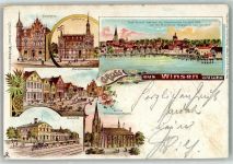 21423 W2090 Winsen Luhe 1900 Lithographie Bahnpost Hannover Hamburg Zug 9.9.00 Apotheke Rathaus Bahnhof