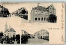 01587 O8400 Weida 1915 - Kirche Heidelbergstraße Schule König Friedrich August Straße
