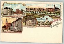 15517 O1240 Fürstenwalde , Spree Lithographie Marktplatz Rauenstein Bergschlößchen Neue Ulanen-Kaserne