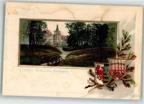 39261 O3400 Zerbst Prägedruck Passepartout Wappen Am Schloßgarten