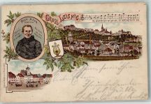 04703 O7320 Leisnig 1898 Lithographie Komponist Ferd. Adam Liederzeile Bahnpost Chemnitz Zug 1446
