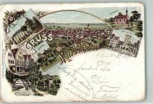 87719 W8948 Mindelheim 1897 Gebrauchsspuren Lithographie Mayenbad Eichkapelle Freundsberg