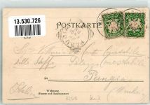 84453 W8260 Mühldorf a. Inn 1910 Gebrauchsspuren Lithographie Rathaus Maximilian-Brücke Kirschen