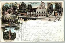 91080 W8525 Rathsberg 1899 Lithographie Schloss Aussichtsturm Gasthaus Konrad Stahl