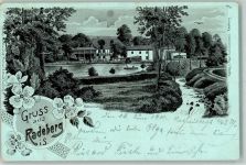 01454 O8142 Radeberg 1901 Lithographie / Mondschein Hüttermühle Gondelteich