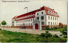 Samter Szamotuly Foto AK Schwarz-Weiß-Rot Fahne Kriegerwaisenhaus Kinderheim Spende