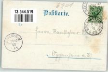69239 W6918 Neckarsteinach 1898 Lithographie Gasthaus z. Harfe Schwalbennest