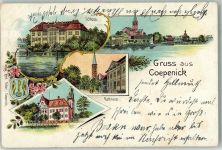 10115 O1199 Köpenick 1902 Lithographie Schloß Post Rathaus Wappen
