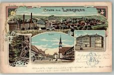 09328 O9293 Lunzenau 1898 Lithographie Marktplatz Schule Brauselochtal