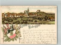 52385 W5168 Nideggen 1898 Gebrauchsspuren Lithographie Stadtwappen Erh. II Stauchung