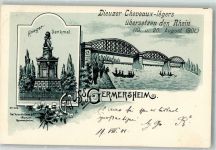 76726 W6728 Germersheim 1901 Lithographie Adelskorrespondenz Dieuzer Cheveaux-legers Rheinübesetzung 1901 Kriegerdenkmal