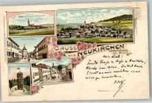93453 W8497 Neukirchen b Hl Blut 1897 Lithographie Franziskanerkloster Pfarrkirche Aussichtsturm Hohenbogen Oberer und Unterer Marktplatz