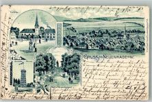 58809 W5982 Neuenrade 1900 Lithographie Aussichtsturm Wall Kaiserdenkmal Kirchplatz Kirche