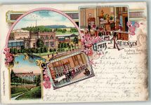 37547 W3350 Kreiensen 1897 Lithographie Eisenbahn-Viadukt Bahnhof Speisesaal Buffet Bahnpost Hannover-Kassel