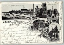 27318 W2812 Hoya , Weser 1902 Gebrauchsspuren Lithographie Weserbrücke Kriegerdenkmal Postamt Schule