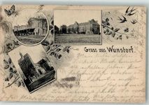 31515 W3050 Wunstorf 1900 - Bahnhof Klosterrkirche Seminar-Haus Wunstorf Bahnpost Koln-Hannover Zug 206